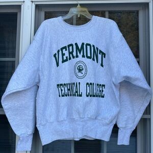 Vintage Champion Vermont  Technical College  Reverse weave Sweatshirt Size Large